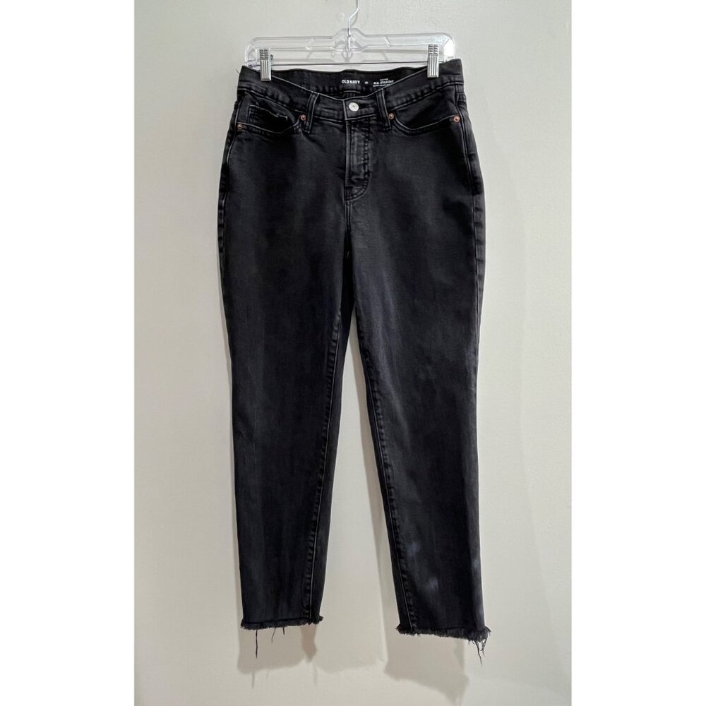 Old Navy O.G. Smooth Jeans Womens 10 Black Mid Rise Raw Hem